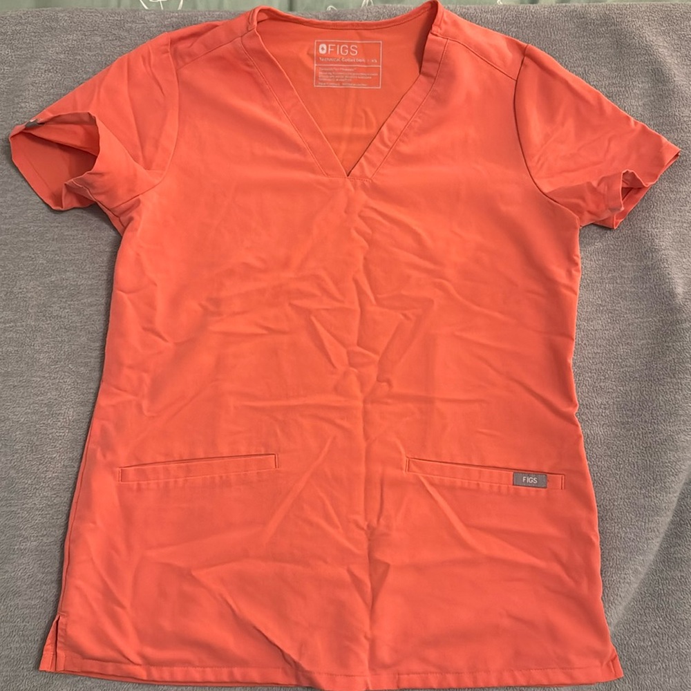 Women’s Hot Coral Casma- Three-Pocket Scrub Top